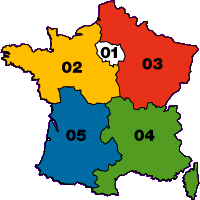 Les cinq différentes zones pour les numéros géographiques