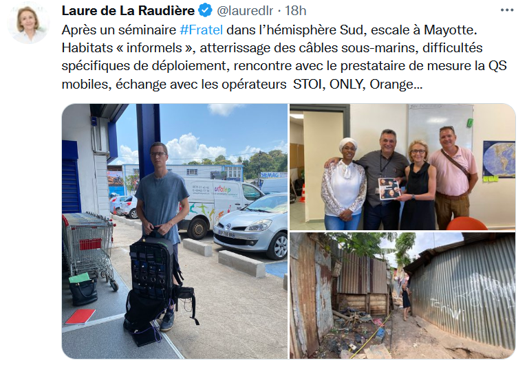 Tweet de Laure de La Raudière, présidente de l'Arcep