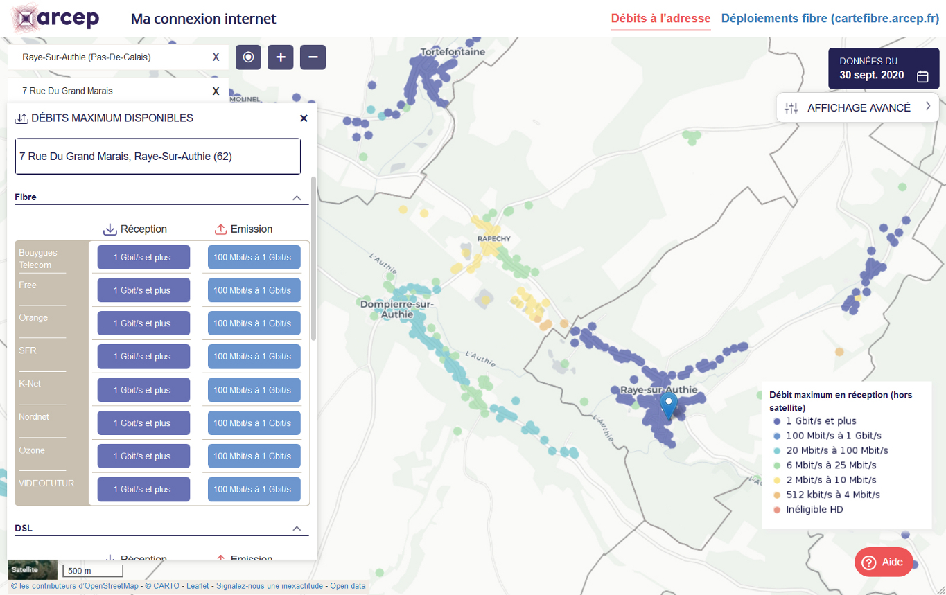 Illustration extraite du site représentant les cartes des débits dans un quartier