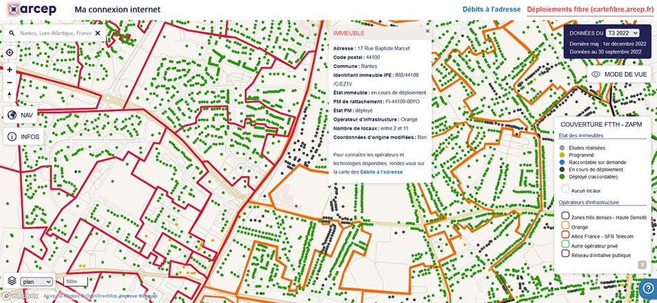 Carte extraite du site " Ma connexion internet "