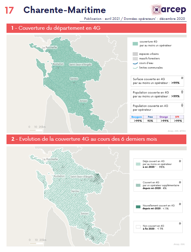 Illustration du communiqu&eacute; de presse du 8 avril 2021 - les cartes d&eacute;partementales 4G