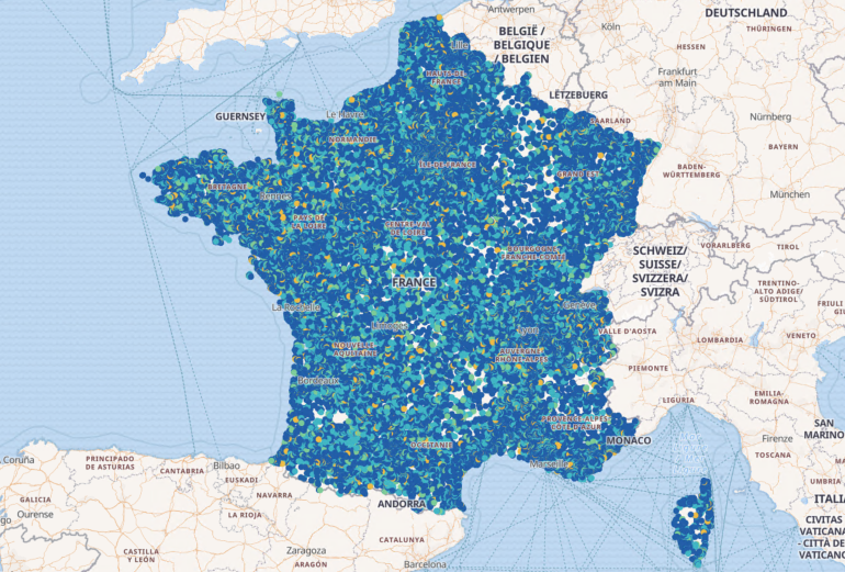 Illustration : carte de France extraite de &laquo; Mon r&eacute;seau mobile &raquo; 
