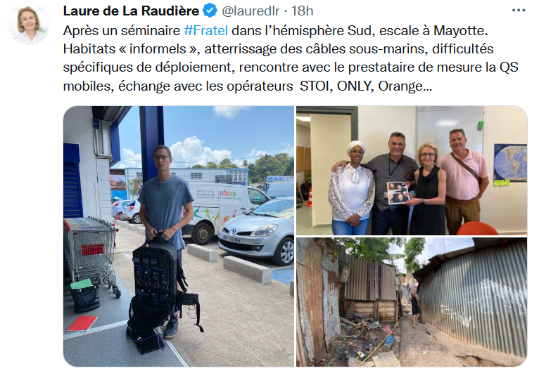 Tweet de Laure de La Raudi&egrave;re, pr&eacute;sidente de l'Arcep