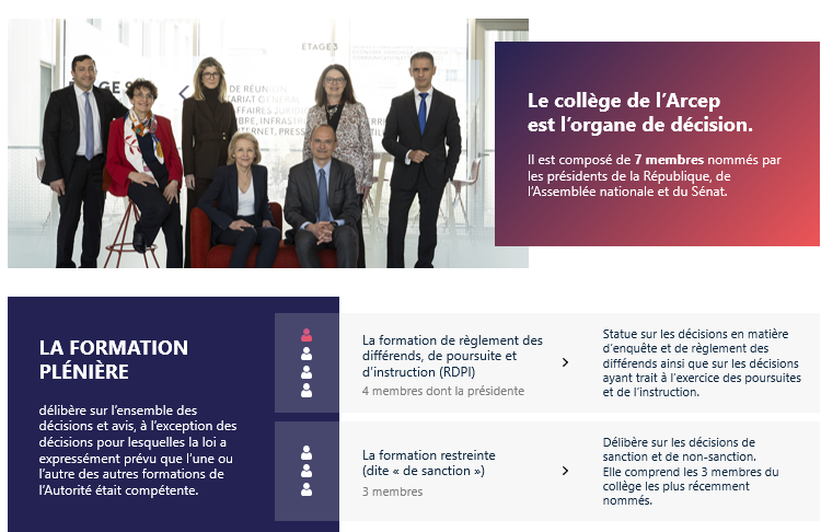 Illustration : formation plenière du Collège de l'Arcep Illustration : formation plenière du Collège de l'Arcep