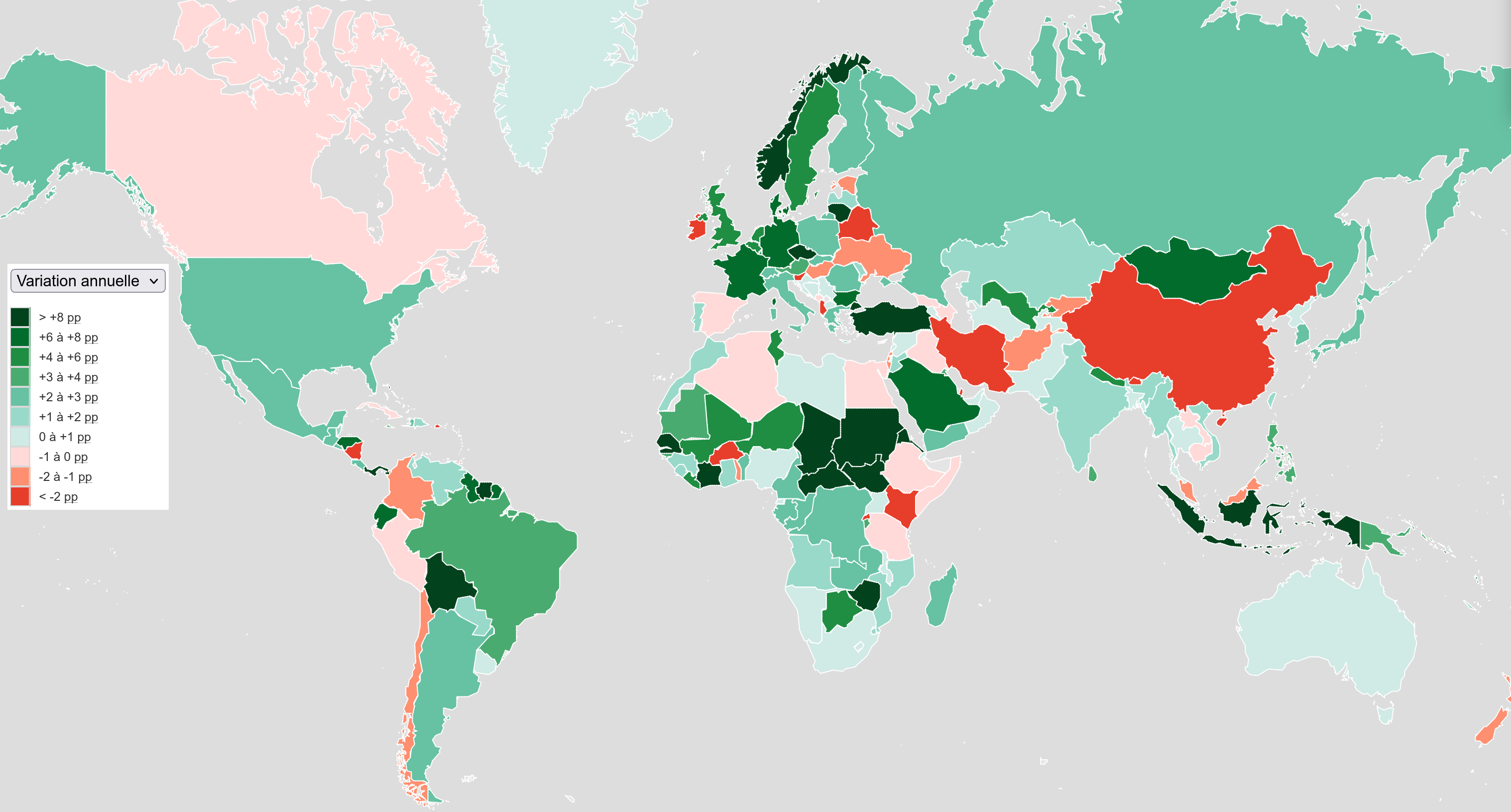 Pays avec la plus forte évolution d’IPv6 en un an