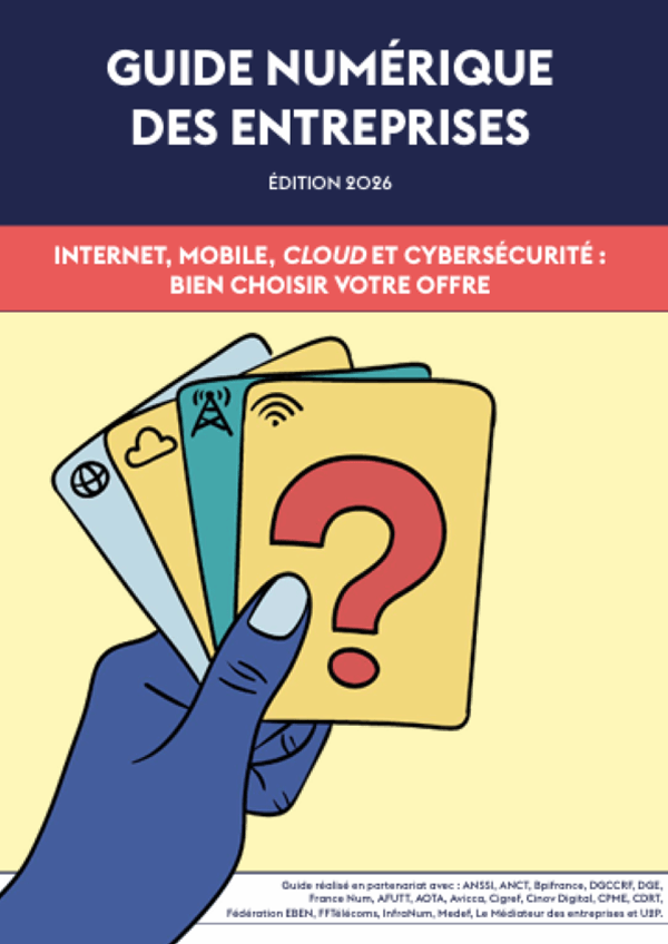 Première page de couverture du «&nbsp;guide numérique des entreprises&nbsp;» de l'Arcep.